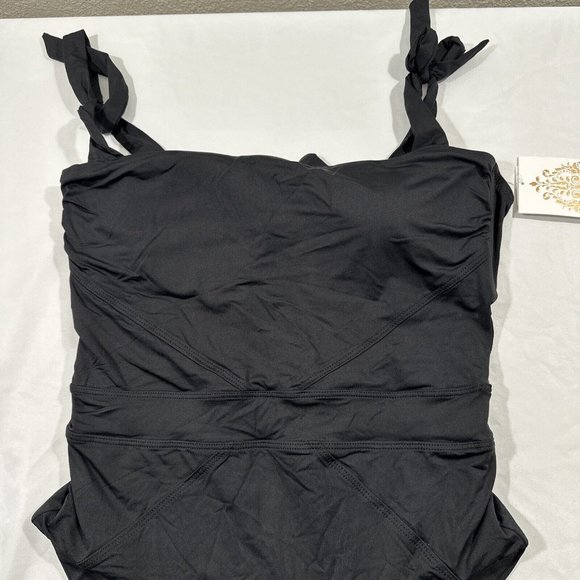 NWT Becca [ Large ] Emma Color‎ Code Solid Tie Shoulder One Piece Swimsuit #5667 - Picture 4 of 13